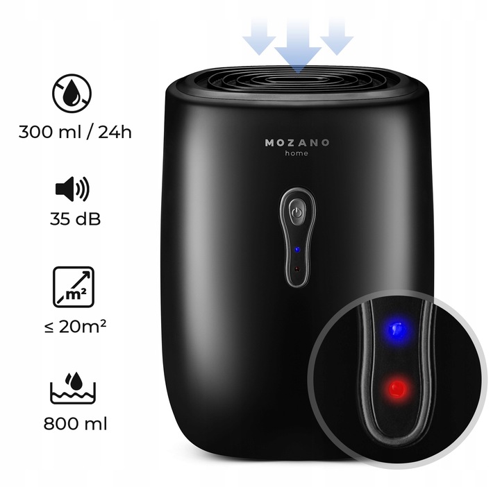 POCHŁANIACZ WILGOCI SMART 800ml OSUSZACZ POWIETRZA CICHY 30W AUTOMATYCZNY