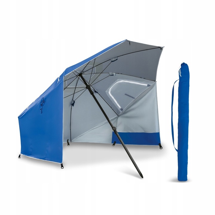 PARASOL PLAŻOWY Ogrodowy z POKROWCEM Niebieski DUŻY Tadar Deluxe XL 240 cm