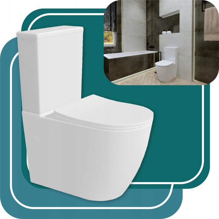 KOMPAKT WC NAUTILIUS LAVITA BEZRANTOWHY BIAŁY WYPINANA DESKA WOLNOOPADAJĄCA