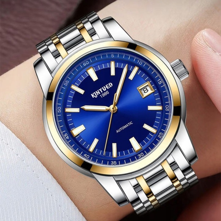 ZEGAREK MECHANICZNY MĘSKI AUTOMATYCZNY LUKSUSOWY DATOWNIK + PUDEŁKO