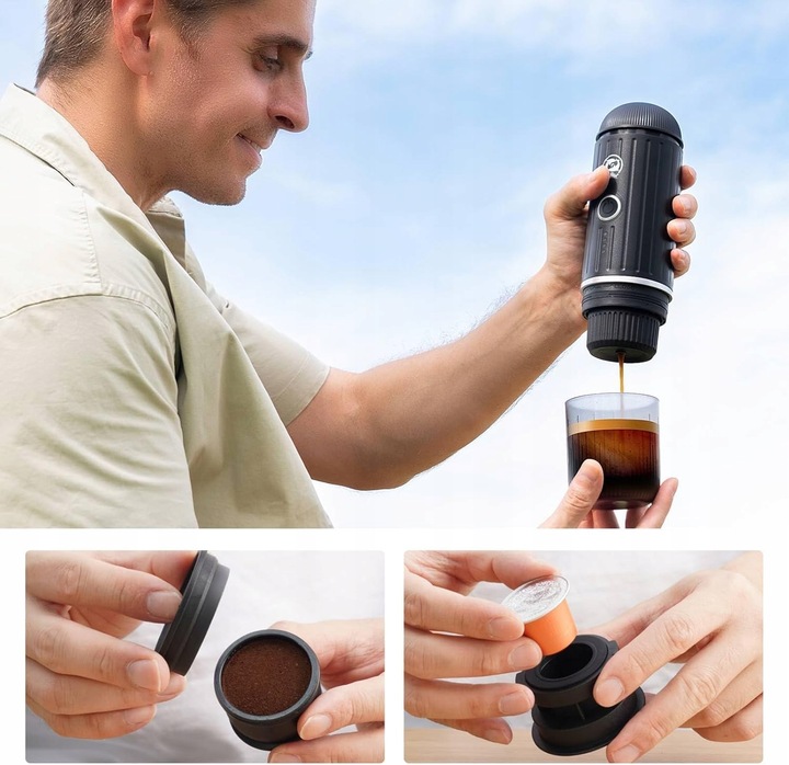 Automatyczny ekspres do kawy espresso Przenośny ekspres do kawy czarny