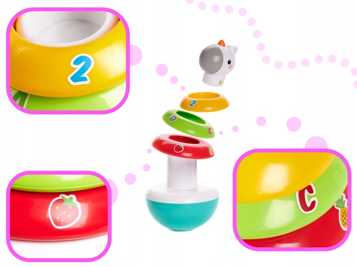 Piramidka sensoryczna wańka wstańka wieża grzechotka dla niemowląt