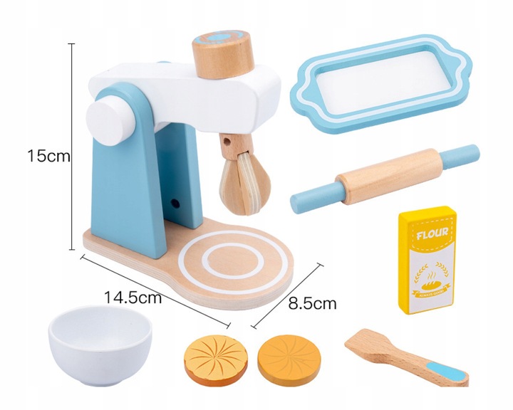 Zabawka Edukacyjna DREWNIANY MIKSER BLENDER ROBOT KUCHENNY DLA DZIECI 3+