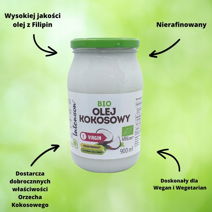 Olej kokosowy nierafinowany Intenson 900 ml