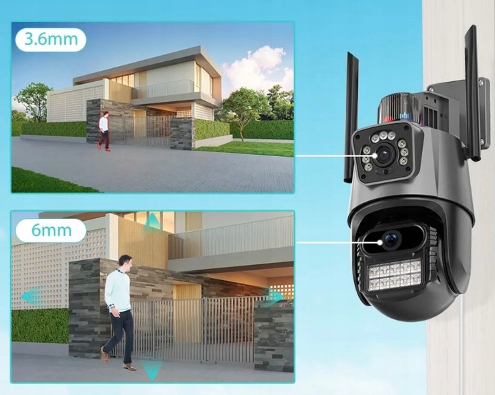 Kamera Zewnętrzna WiFi Obrotowa Podwójna Dwa Obiektywy 2x3MP