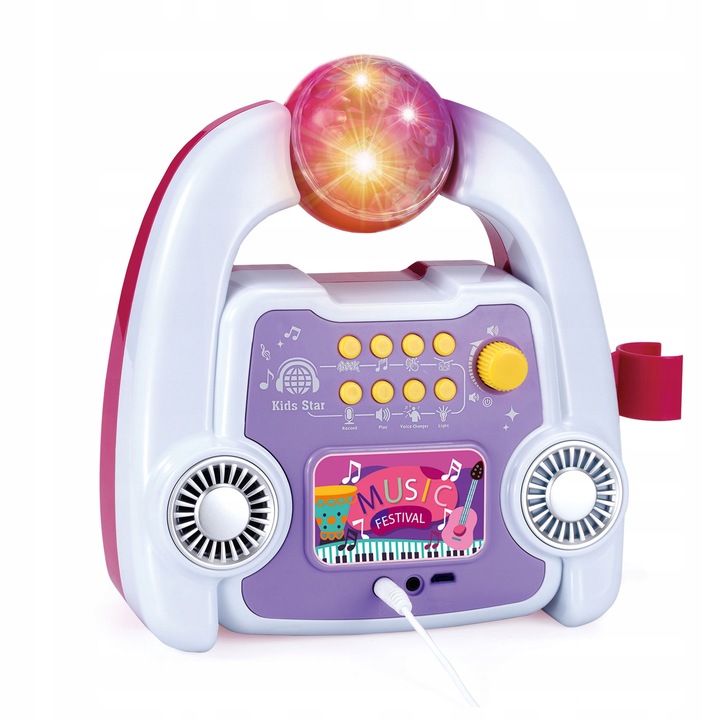 KARAOKE DLA DZIECI MIKROFON WZMACNIACZ STATYW ZESTAW DŹWĘKI LED EFEKTY