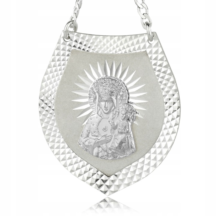 Srebrny Ryngraf z Matką Boska Pamiątka Chrztu Świętego Grawer dla Dziecka