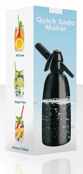 CZARNY SATURATOR DO WODY GAZOWANEJ SYFON DO WODY SODOWEJ +10 naboi