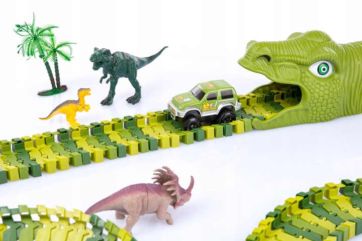 TOR SAMOCHODOWY WYŚCIGOWY PARK DINOZAURÓW MAGIC TRACK 240 elementów / 360cm