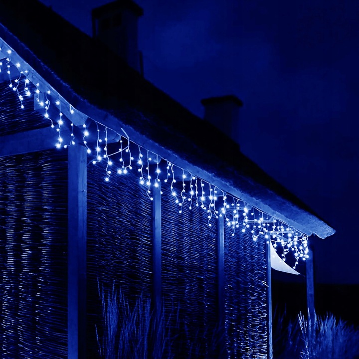 LAMPKI SOPLE 300 LED ZEWN. NIEBIESKIE CHOINKOWE FLASH KURTYNA ŚWIETLNA IP44