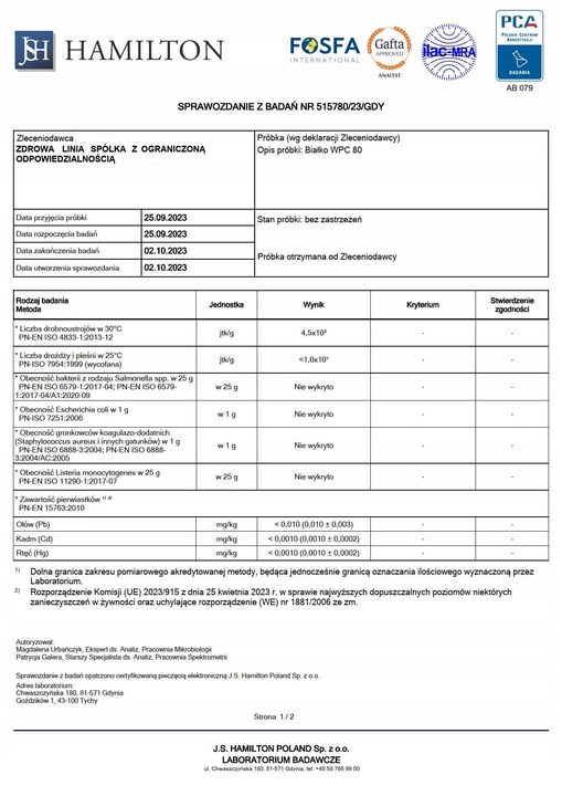 Certyfikowane Białko WPC 80 naturalne białko z BCAA