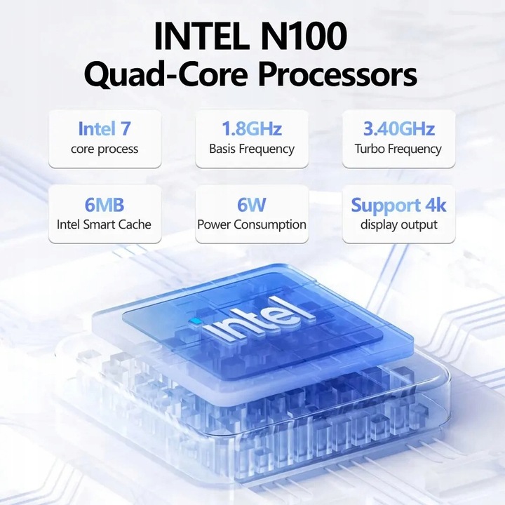 czarny PC minikomputer T8 PRO 16GB RAM DDR5 512GB SSD Win11 Intel N100 12th