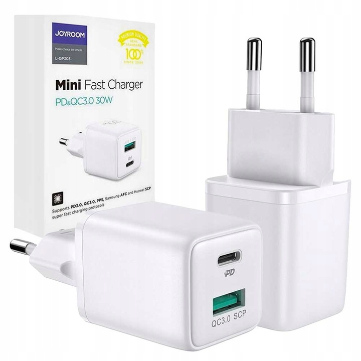 ŁADOWARKA SIECIOWA ZASILACZ 30W USB/USB-C SZYBKIE ŁADOWANIE