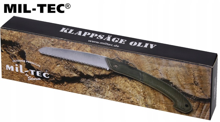 Piła ręczna składana turystyczna na biwak survival lekka Mil-Tec Olive
