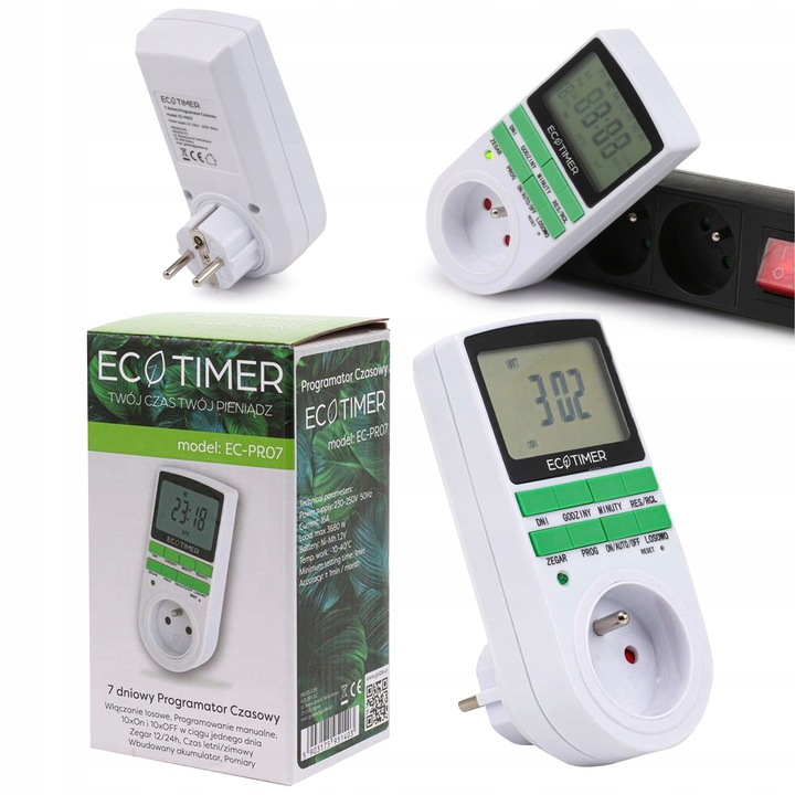 Gniazdko programowalne czasowe sterowanie 7 dni EC-PR07 PROGRAMATOR