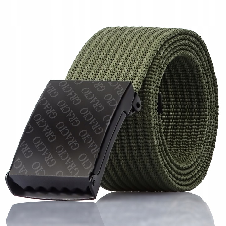 PARCIANY PASEK MĘSKI DO SPODNI Khaki Klamra Czarna GRACIO 105cm