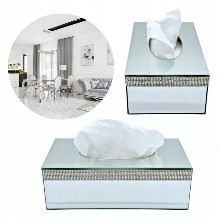 LUSTRZANY POJEMNIK PUDEŁKO NA CHUSTECZKI HIGIENICZNE GLAMOUR PREZENT ŚLUB