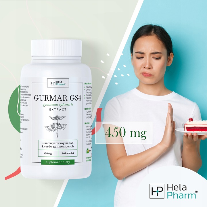 Gurmar GS4 75% kwasów gymnemowych ODCHUDZANIE, CUKIER, APETYT 90 kapsułki