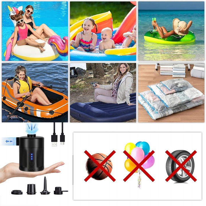 POMPKA AKUMULATOROWA Bezprzewodowa ELEKTRYCZNA do BASENU MATERACA KOMPRESOR