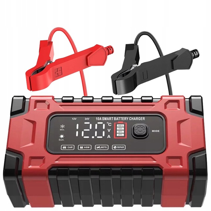 AUTOMATYCZNY INTELIGENTNY PROSTOWNIK ŁADOWARKA DO AKUMULATORA 12V 24V 10A