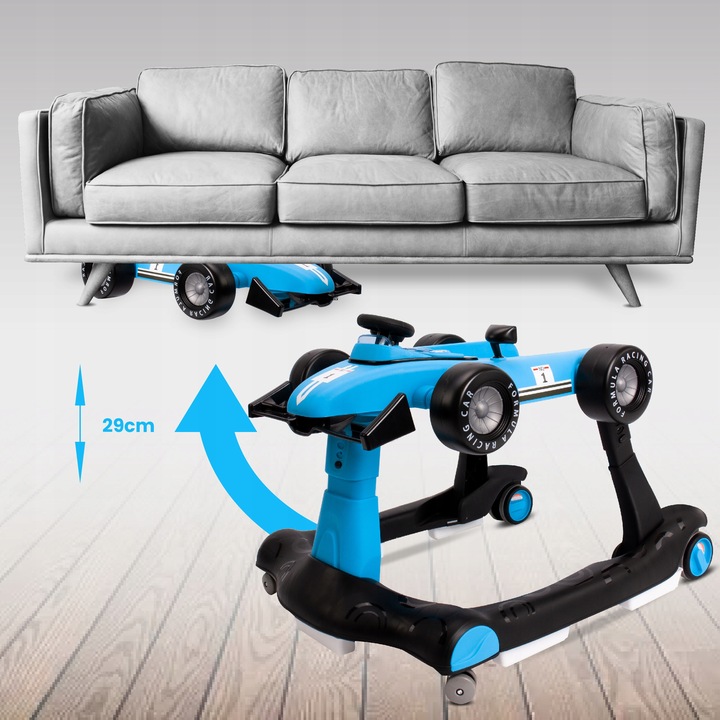 Interaktywny Chodzik jeździk pchacz Wyścigówka Formuła 1 3w1 niebieski