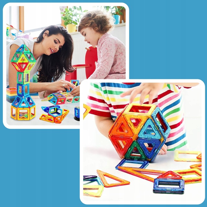 KLOCKI MAGNETYCZNE KONSTRUKCYJNE DUŻE PANELE 3D UKŁADANKA DLA DZIECI 134 el