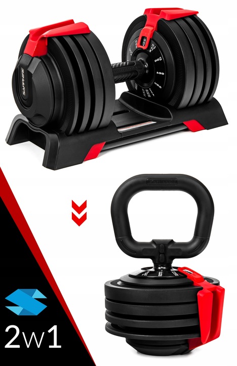 HANTEL regulowany KETTLEBELL 2w1 HANTLA 2KG-24KG zestaw 1x hantle SYSTEM