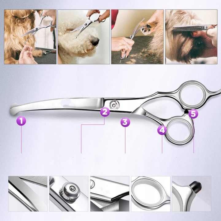 Profesjonalny Zestaw do strzyżenia nożyczki dla psów kotów Etui grzebień