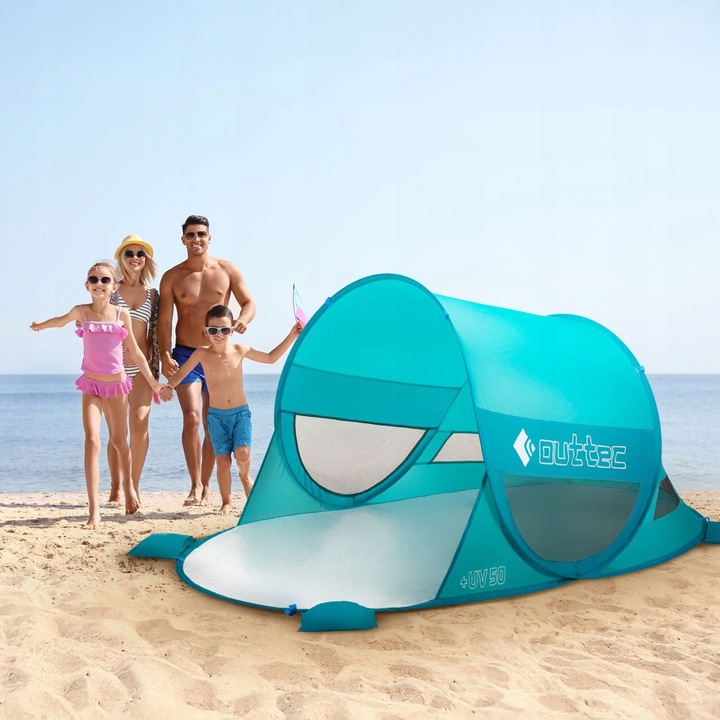 NAMIOT PLAŻOWY SAMOROZKŁADAJĄCY PARAWAN ZAMYKANY OKIENKO POP UP UV50 OUTTEC