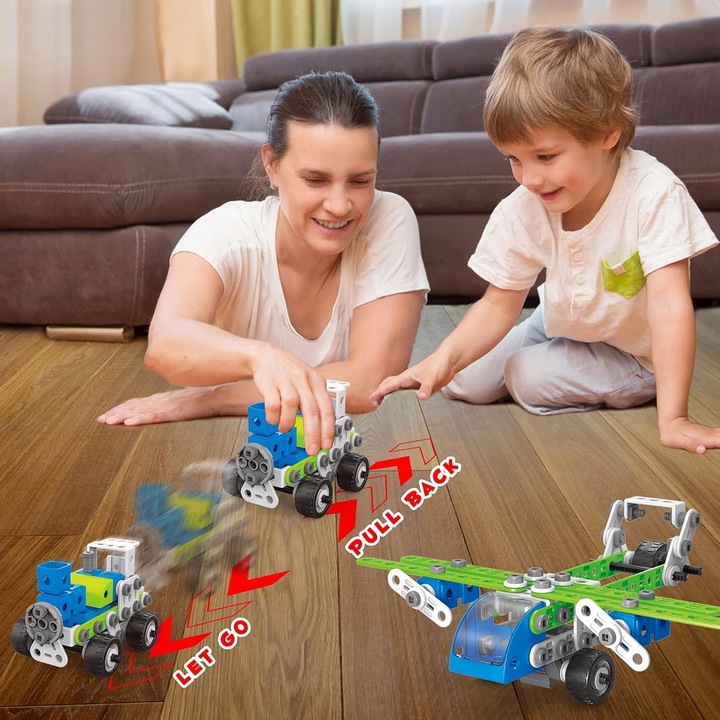 KLOCKI KONSTRUKCYJNE EDUKACYJNE CIĘŻARÓWKA SAMOLOT POJAZDY BUDOWLANE 18w1