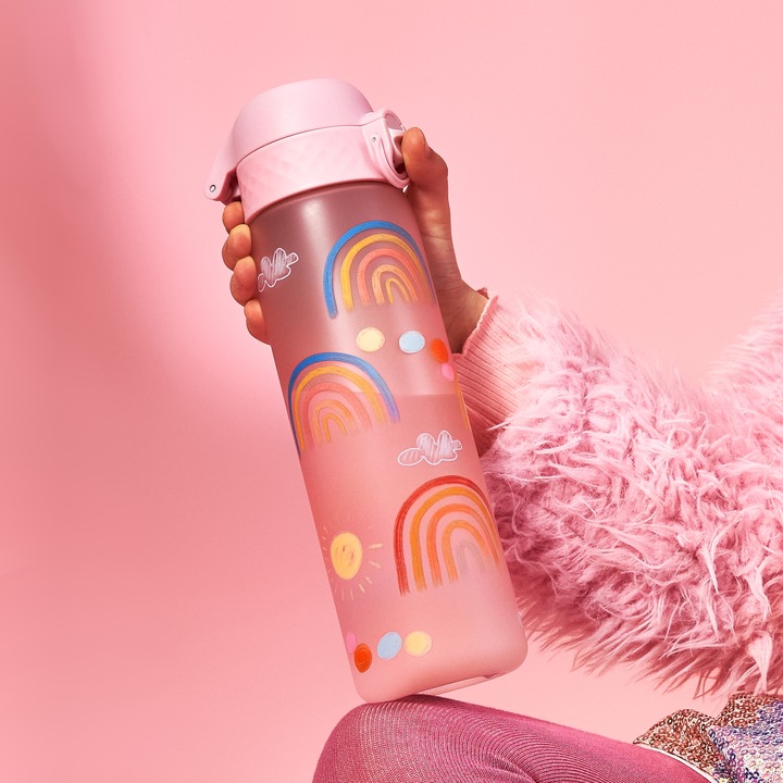 Bidon na wodę Butelka różowa dla dziewczynki róż Rainbow Tęcza ION8 0,5 l