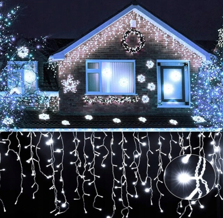 SOPLE FLASH 500 LED ZEWNĘTRZNE BIAŁE ZIMNE CHOINKOWE lampki z Flashem