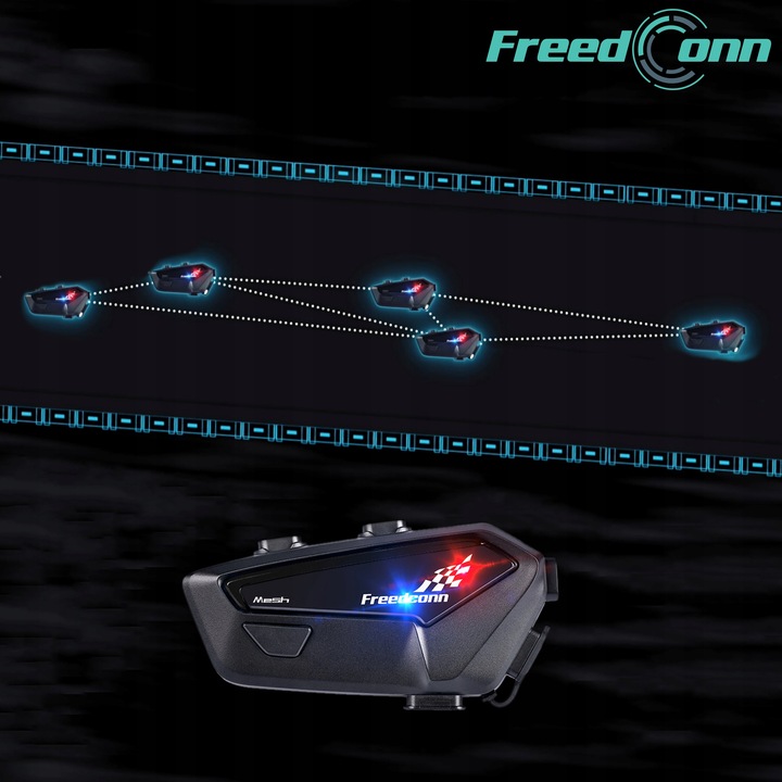 INTERKOM MOTOCYKLOWY FREEDCONN FX PRO V2 EU TRYB MESH 6 OSÓB DŹWIĘK HI-RES