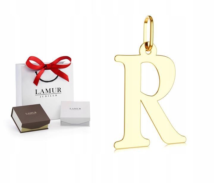 ZŁOTA LITERKA R ZAWIESZKA 585 PREZENT 3D + GRATISY