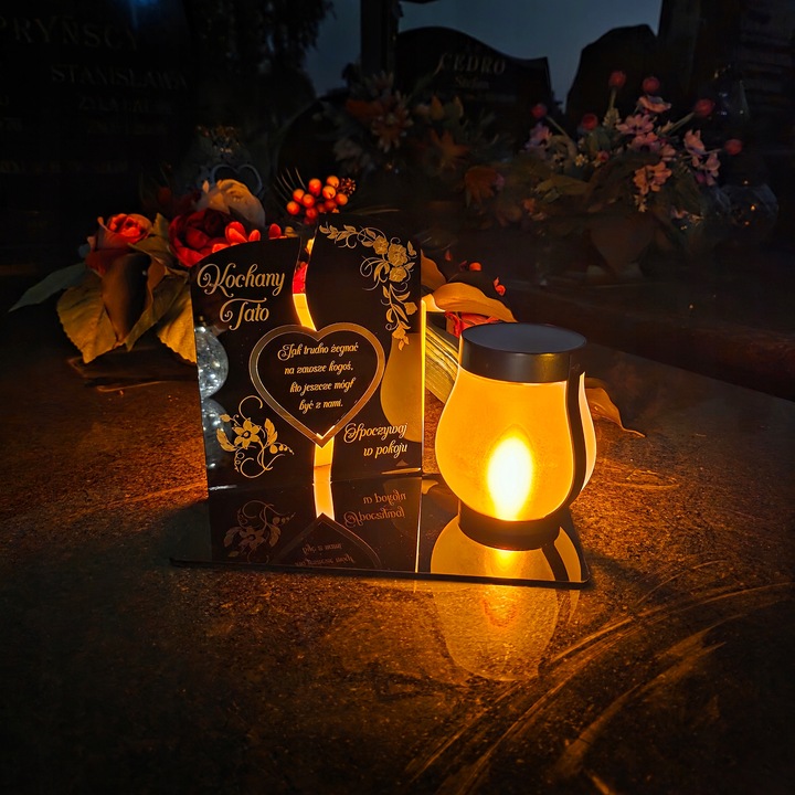 WIECZNY ZNICZ SOLARNY LED Statuetka dla TATY na Grób Wszystkich Świętych