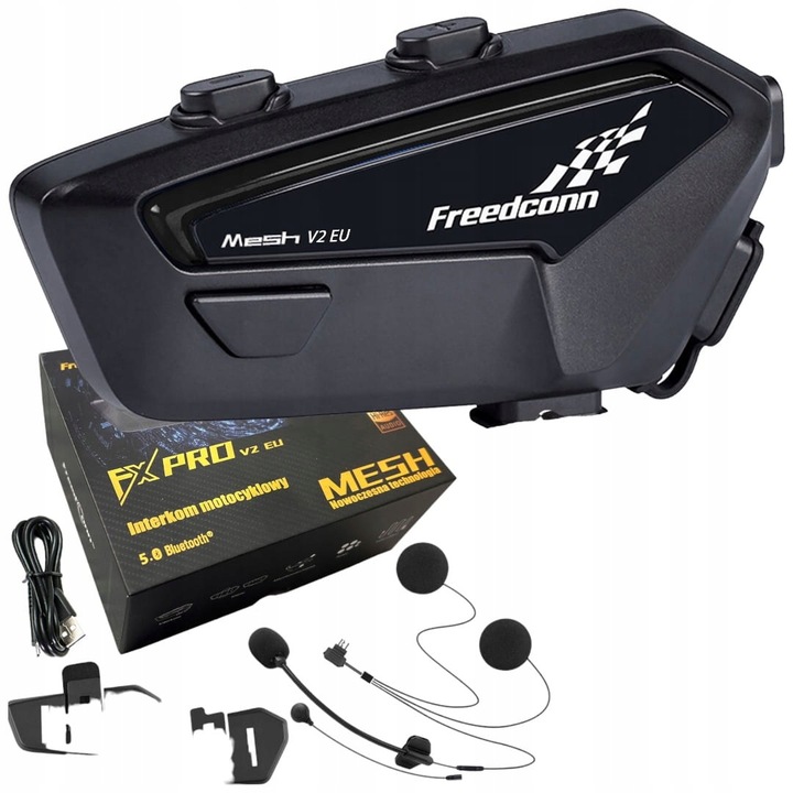 Interkom Motocyklowy FX PRO V2 Bluetooth Radio AI do 1200m