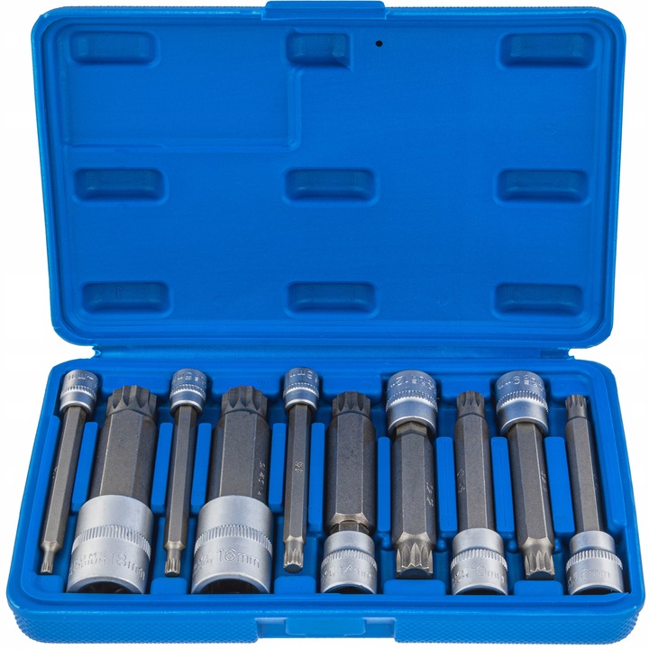 ZESTAW NASADEK SPLINE 1/4 3/8 1/2 M4-M18 XZN 10 ELEMENTÓW WPUSTOWE DŁUGIE