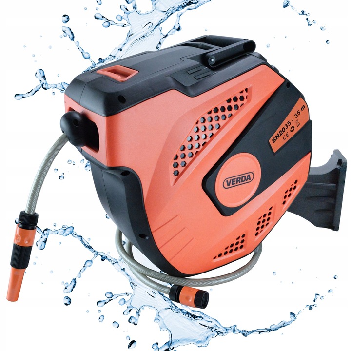 WĄŻ OGRODOWY AUTOMATYCZNY ZE ZWIJACZEM 35m + 2m BĘBEN NA BĘBNIE ŚCIANĘ