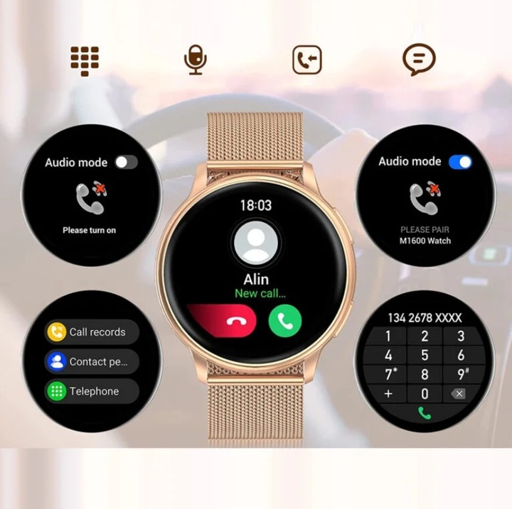 SMARTWATCH ZEGAREK DAMSKI DLA KOBIETY AMOLED ROZMOWY CIŚNIENIOMIERZ MENU PL