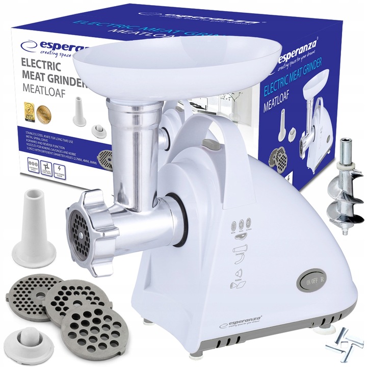 ELEKTRYCZNA MASZYNKA DO MIELENIA MIĘSA MOCNA 2000W 3 SITA DYSZA DO KIEŁBASY