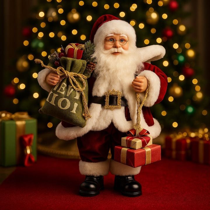 ŚPIEWAJĄCY I TAŃCZĄCY MIKOŁAJ Z PREZENTAMI DUŻY 40 CM NA BOŻE NARODZENIE