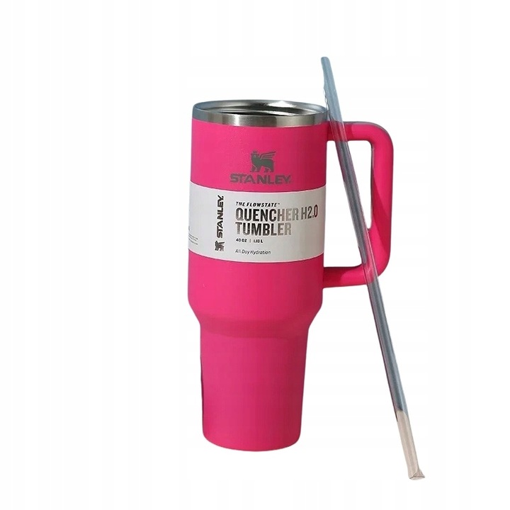 Kubek termiczny Stanley Quencher H2.0 1180ml różowy + słomka