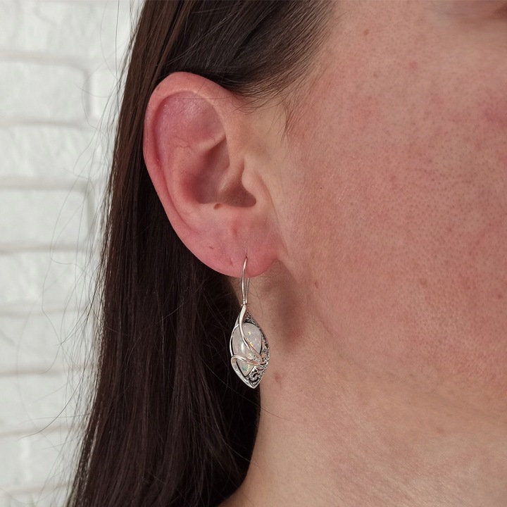 Kolczyki srebrne z opalem bigiel opal AB srebro 925