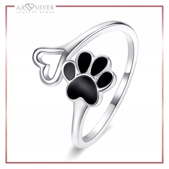 Srebrny Pierścionek Otwarty ŁAPKA PUPILA S925