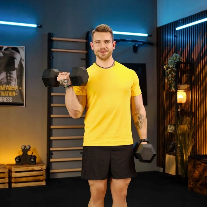 Hantla hex hantel żeliwny do ćwiczeń gumowany żeliwny 17,5kg Trex Sport