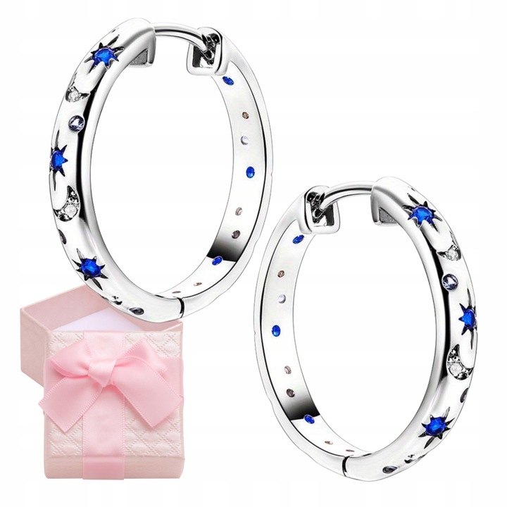 KOLCZYKI SREBRNE KÓŁKA DLA DZIEWCZYNKI NASTOLATKI GWIAZDA KSIĘŻYC PREZENT