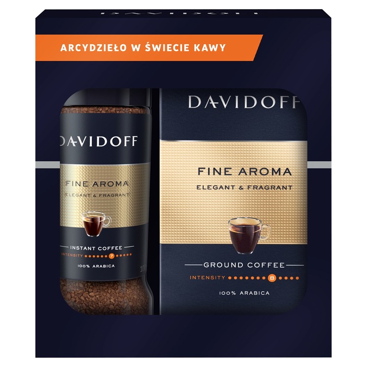 Zestaw Mix Davidoff Fine Aroma - kawa mielona 250g + rozpuszczalna 100g