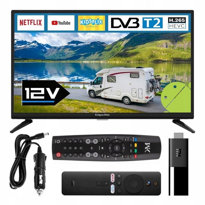 Telewizor do KAMPERA 12V 24 cale SMART ANDROID TV XIAOMI WiFi BT USB HDMI