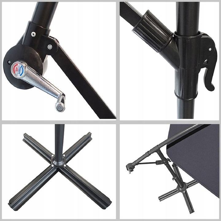 PARASOL ogrodowy DUŻY SKŁADANY SOLIDNY z WYSIĘGNIKIEM i FALBANĄ + POKROWIEC