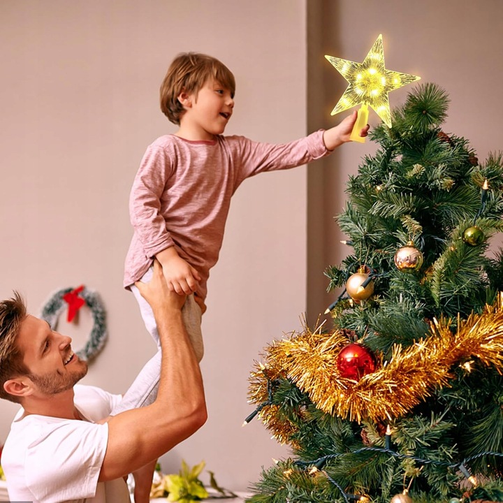 Gwiazda Czubek 31 Led Biały Ciepły na Choinkę Święta Świecąca Ozdoba Szpic